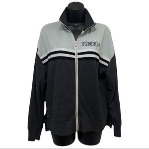 Victoria’s Secret PINK Blue & Gray Color Block Full Zip Up Jacket Size XS